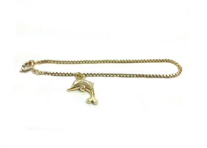Gold Plated Dolphin Charm Chain Bracelet